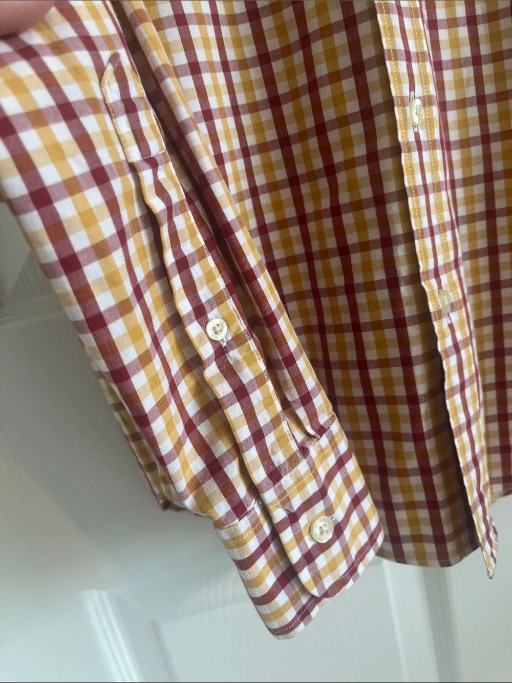 J. Crew Yellow and Red Plaid Cotton Button-Down Shirt Preppy Coastal Old Money